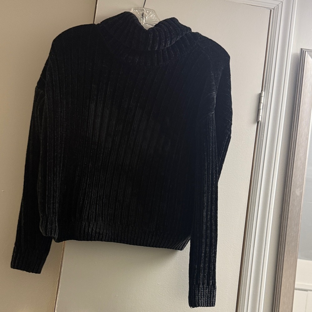 Hippie Rose Black Ribbed Turtleneck Sweater